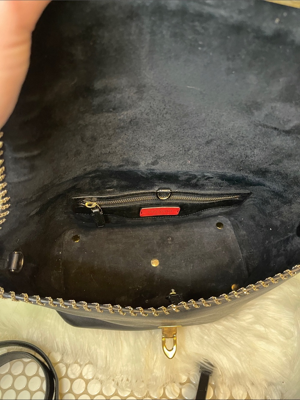 Valentino Garavani Black Leather Demilune Whipstitch Satchel Bag - Picture 13 of 16